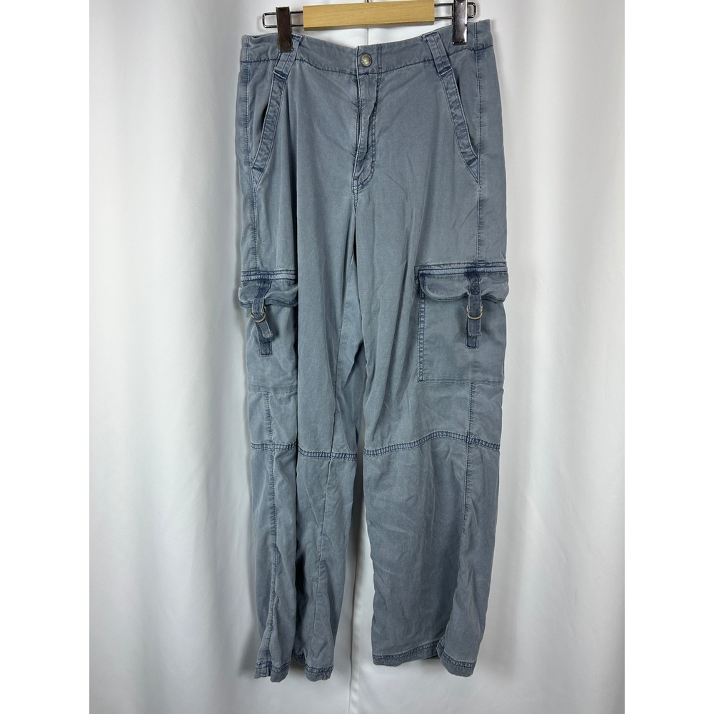 American Eagle Super High-Rise Baggy Wide Leg Cargo Pants Blue Utility Size 4